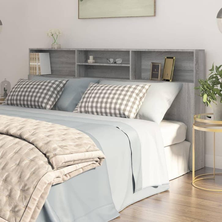 vidaXL Hoofdbordkast 200x19x103,5 cm grijs sonoma, Huis en Inrichting, Slaapkamer | Bedden, Nieuw, Verzenden