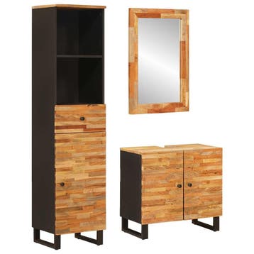 vidaXL Badkamer Sets met lade met plank Naturel Massief, Huis en Inrichting, Verzenden, Nieuw