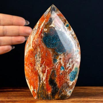 Oranje calciet met blauwe apatietinclusie Intaglio - Fiamma