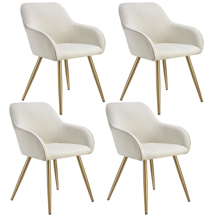tectake Eetkamerstoel Marilyn, koordlook, gestoffeerd - crem, Huis en Inrichting, Stoelen, Verzenden