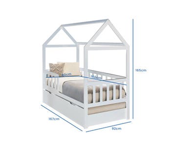 Peuterbed Huisje 160x80 | Vurenhout Wit | OP=OP, Kinderen en Baby's, Ophalen of Verzenden, Nieuw