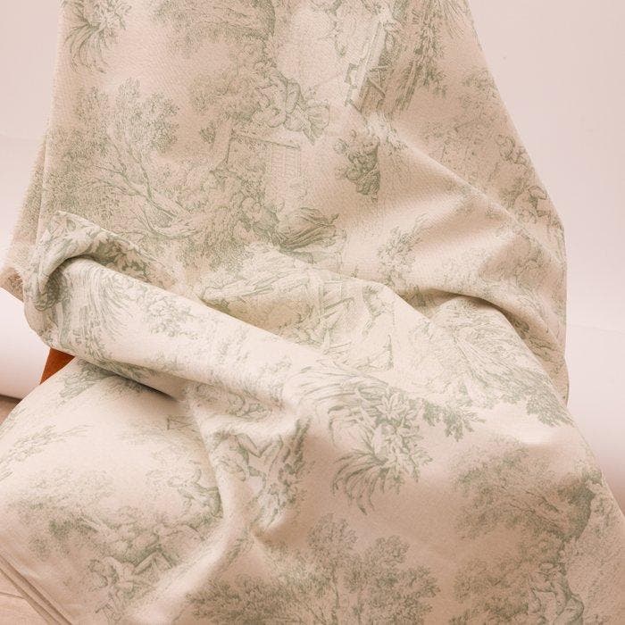 AA111 - Toile de Jouy Verde Salvia - Delicato - Meubelstof -, Antiquités & Art, Tapis & Textile