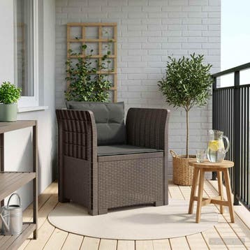 vidaXL Eén-zits Fauteuil met Kussens Rieten Look PP, Verzenden, Nieuw