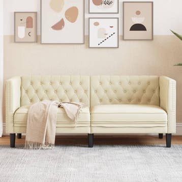 vidaXL Tweezitsbank / zetel Chesterfield-stijl kunstleer, Huis en Inrichting, Verzenden, Nieuw
