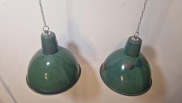Plafondlamp (2) - Emaille, Staal - Geëmailleerde stalen lamp