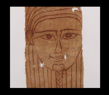 Oude Egypte, fragment van beschilderd linnen met een