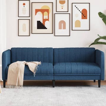 vidaXL Driezitsbank / zetel stof blauw, Verzenden, Nieuw