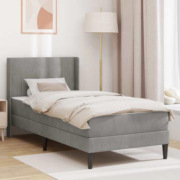 vidaXL Bedframe met matras Lichtgrijs 90 x 190 cm Fluweel, Verzenden, Nieuw