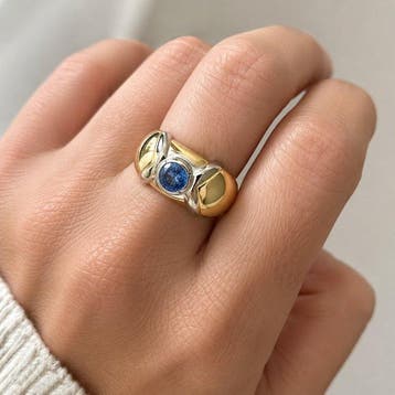 Ring - 18 karaat Geel goud, Witgoud - 1.60ct. tw. Saffier -, Nieuw