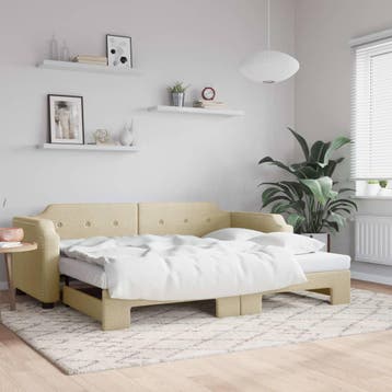 vidaXL Slaapbank met onderschuifbed 90x200 cm stof, Verzenden, Nieuw
