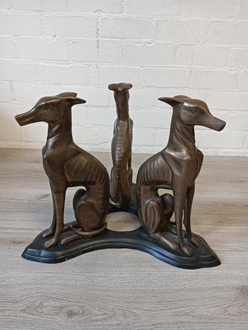 Salontafel - Brons, Glas - Greyhond dogs