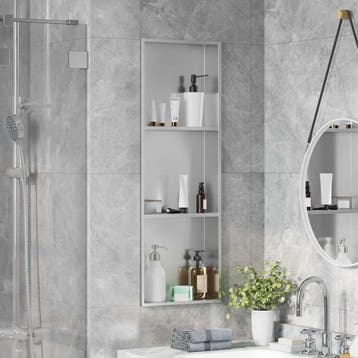 vidaXL Douche Niche zilver 90 x 30 x 9,5 cm Roestvrij staal, Verzenden