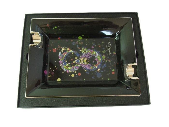 NEW S. T. DUPONT Porcelain  Dragon Black  006487 Ashtray -, Collections, Articles de fumeurs, Briquets & Boîtes d'allumettes