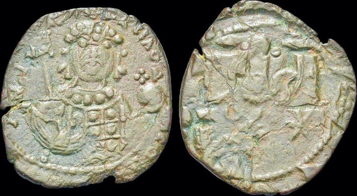 1071-1078ad Byzantine Michael Vii Ducas half follis Brons, Postzegels en Munten, Munten en Bankbiljetten | Verzamelingen, Verzenden