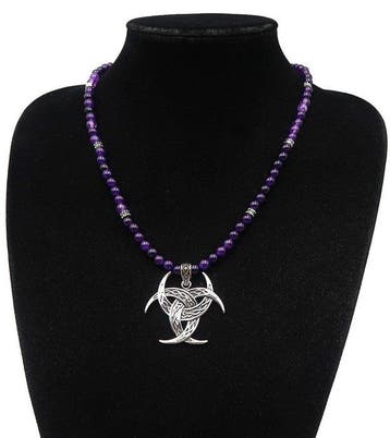 Amethist - Ketting Viking - Drie Odinshoorns - Fortuin,