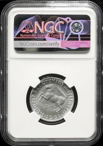 Duitsland, Westfalen 1 Mark 1921 - NGC MS64