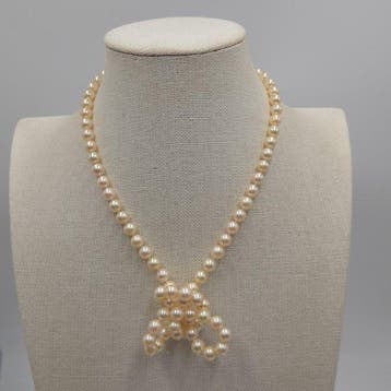 Halsketting Zilver Parel - Akoya 7,5 mm 27 in, Nieuw