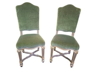 Chaise (2) - Bois doré, Textile - À restaurer