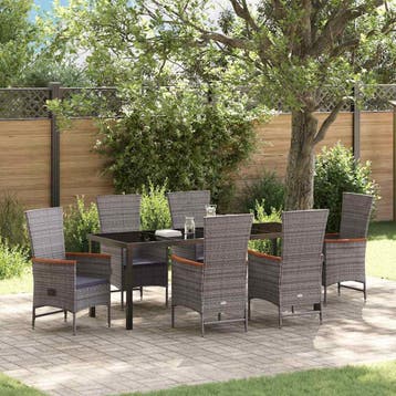 vidaXL Tuin Eettafel Set 7 st Grijs Gepoedercoat staal, Verzenden