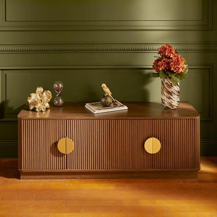 Design tv-meubel - walnoot - 140 x 40 x 48 cm, Huis en Inrichting, Kasten |Televisiemeubels, Nieuw, Verzenden