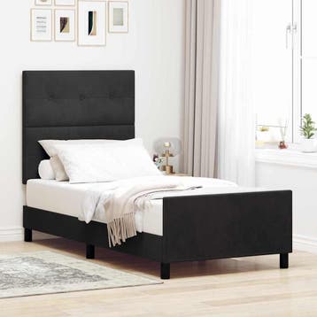 vidaXL Boxspring bed met hoofdeinde Zwart 90 x 200 cm, Verzenden, Nieuw