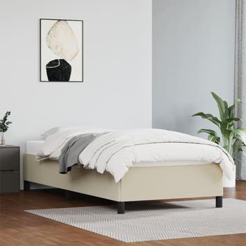 vidaXL Bedframe kunstleer crèmekleurig 90x200 cm, Verzenden, Nieuw