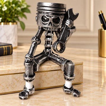 Beeldje - Mechanical Skull Wrench Decorative Ornament - Hars