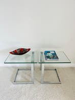 Gebra - Set bijzettafels - Glas, Metaal - twee tafeltjes
