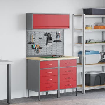 vidaXL Werkkast Set met lade met plank met opslag 5 st Rood, Verzenden, Nieuw