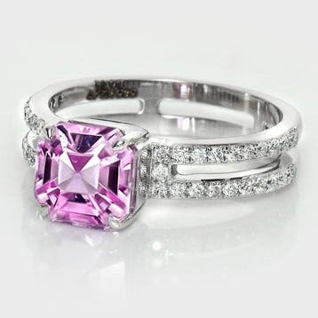 Zonder minimumprijs - Ring - 14 karaat HRD 2,47 ct roze,, Nieuw