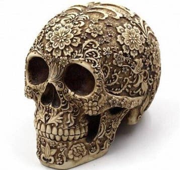 Figuur - Decorative Floral Skull - Hars, Antiek en Kunst