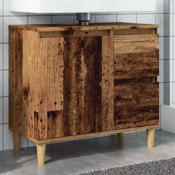 vidaXL Wastafelkast 65x33x60 cm bewerkt hout oud houtkleurig, Verzenden, Nieuw