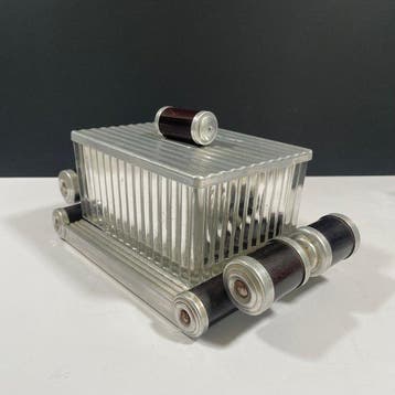 Pot à biscuits - Streamline Moderne - Métal, Bois, Miroir,