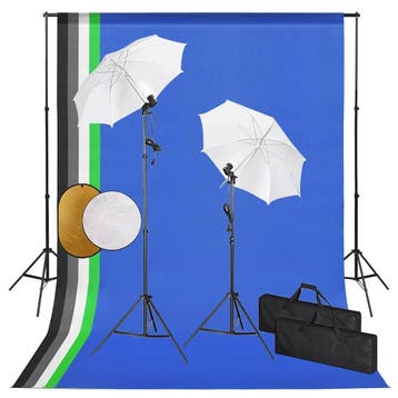 vidaXL Fotostudioset met lampen, paraplus, achtergrond en, Audio, Tv en Foto, Fotografie | Fotostudio en Toebehoren, Verzenden