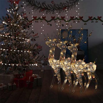 vidaXL Kerstversiering rendier 3 st meerkleurig 128 cm acryl, Verzenden