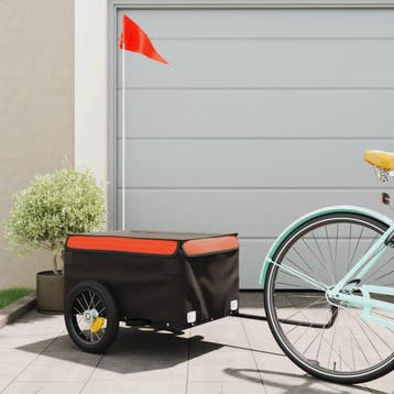 vidaXL Fietstrailer 30 kg ijzer zwart en oranje, Verzenden, Nieuw