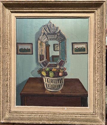 Juliette Juvin (1891-1978) - Corbeille de fruits et miroir