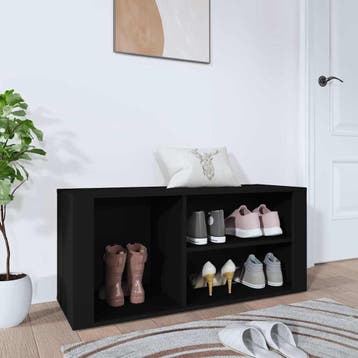 vidaXL Schoenenkast 100x35x45 cm bewerkt hout zwart, Verzenden, Nieuw