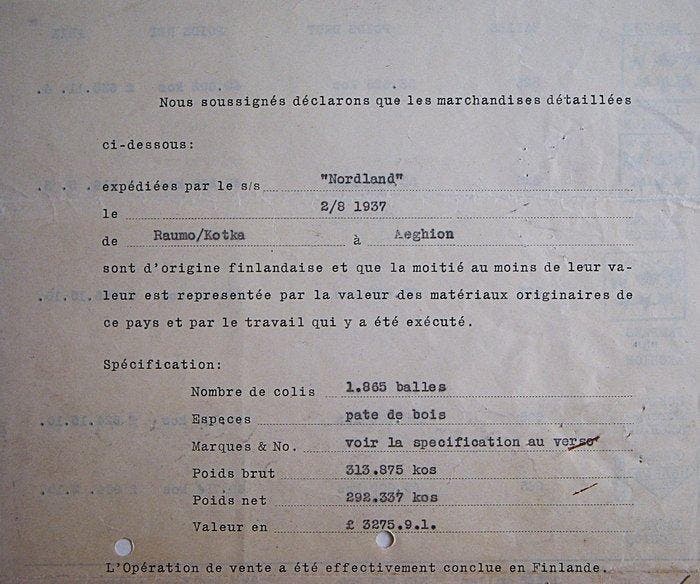Themacollectie - NOKIA Certificaat van oorsprong (1937), Antiek en Kunst, Antiek | Speelgoed