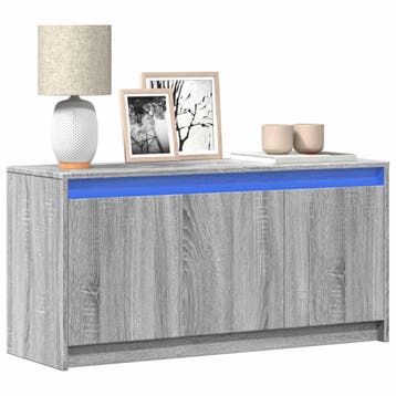 vidaXL Tv-meubel met LED 100x34x50 cm bewerkt hout grijs, Verzenden