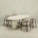 Eettafel Capsule Maya Microcement Cilinderpoot 180 cm Wit, Huis en Inrichting, Verzenden, Nieuw, Industriële meubels, Overige vormen