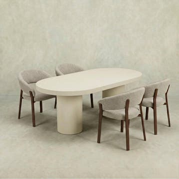 Eettafel Capsule Maya Microcement Cilinderpoot 180 cm Wit, Huis en Inrichting, Verzenden, Nieuw, Industriële meubels, Overige vormen