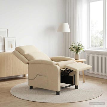 vidaXL Massage Relaxstoel Crèmekleurig Stof, Verzenden, Nieuw