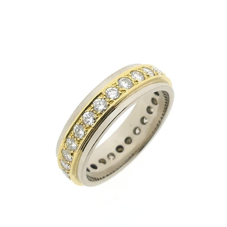 Bicolor alliance ring met diamanten, Handtassen en Accessoires, Ringen, Dame, Met edelsteen, Overige kleuren, 18 tot 19, Gebruikt