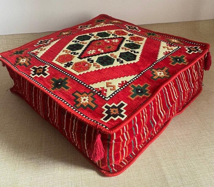 Kelim - 60 cm - 60 cm - Pouf et oreiller, Antiquités & Art, Art | Objets design