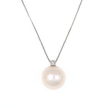 Zonder minimumprijs - Ketting met hanger - 18 karaat Witgoud