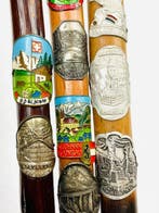 Wandelstok (3) - Metaal, Emaille, Hout - Vintage