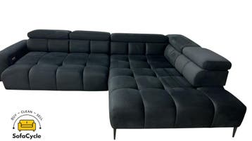 Hoekzetel zwart in fluweel met relaxfunctie – overstock, Huis en Inrichting, Verzenden, Nieuw
