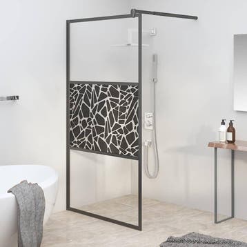 vidaXL Inloopdouchewand met stenenmotief 100x195 cm ESG-glas, Verzenden, Nieuw