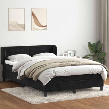 vidaXL Boxspring met matras fluweel zwart 160x210 cm, Verzenden, Nieuw